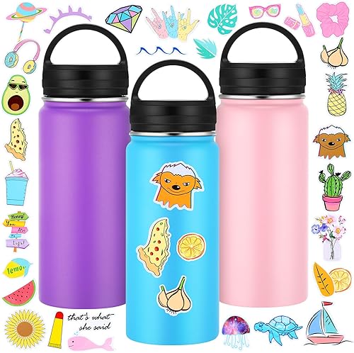 Miniatura 1 de 3 botellas de agua aisladas para niños y niñas, tazas aisladas con tapa a prueba de fugas y lindas calcomanías para San Valentín, escuela, aula,