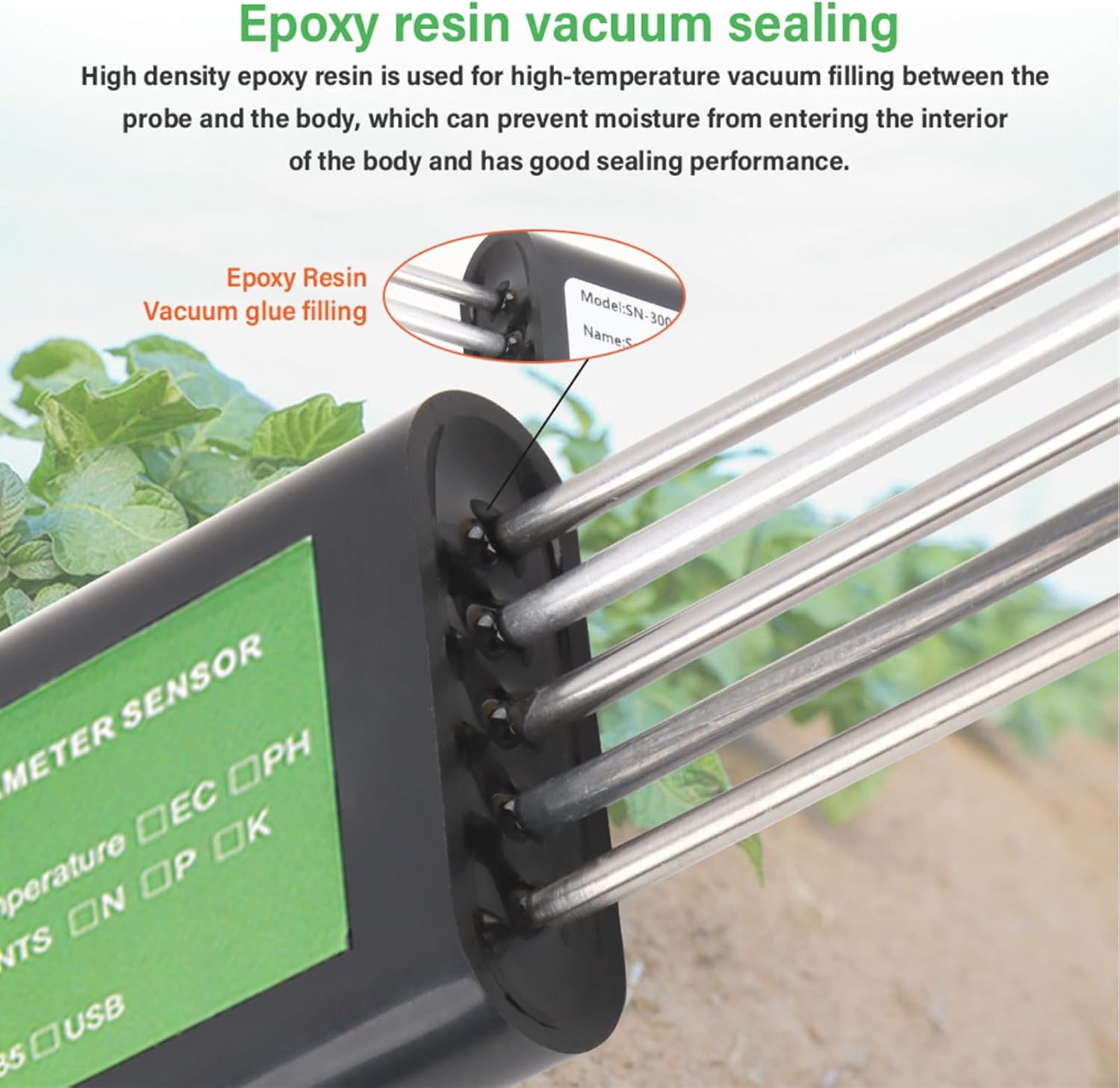 ガーデニングにおける正確な温度分析のためのモバイルアプリケーションを備えた土壌テスター農業用インテリジェントな土壌試験セット