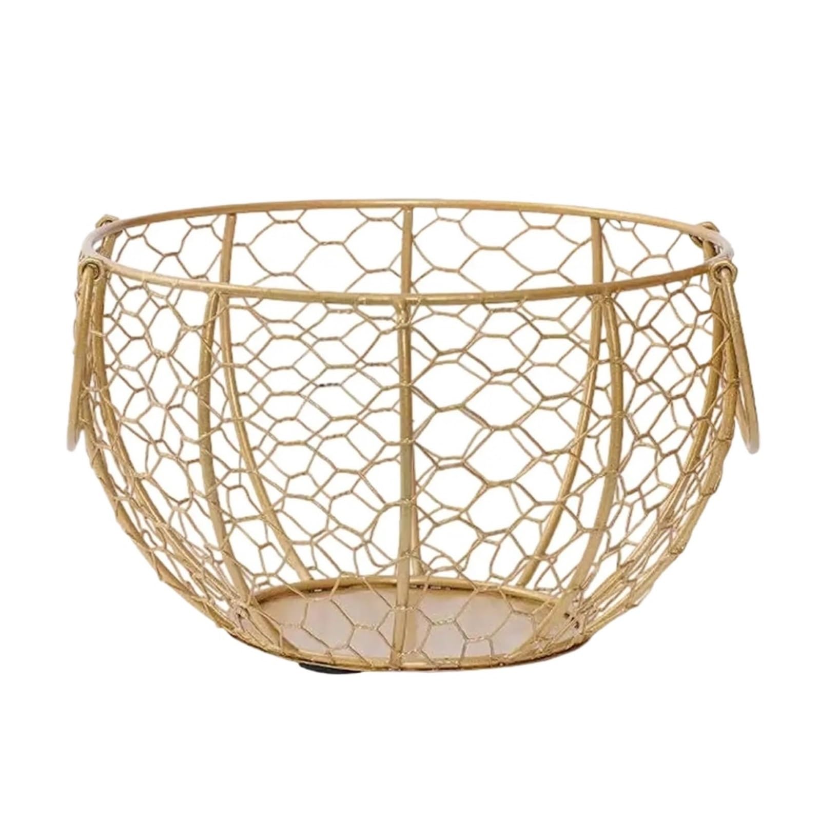 Yonmledo B Gold Chicken Egg Holder Hen Shaped Eggs Wire Storage Basket Egg Collection Storage Container Farm Chicken Egg Holder For Kitchen Home Decorations(B Gold)