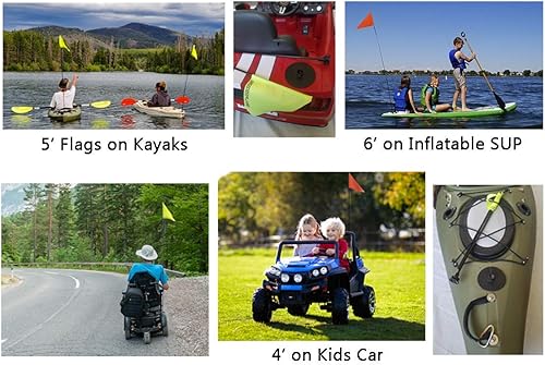 Miniatura 6 de Banderas de seguridad Peel & Stik para kayaks, tablas de remo inflables, accesorios de SUP, canoas, botes, pontones, barcos, autos para niños,