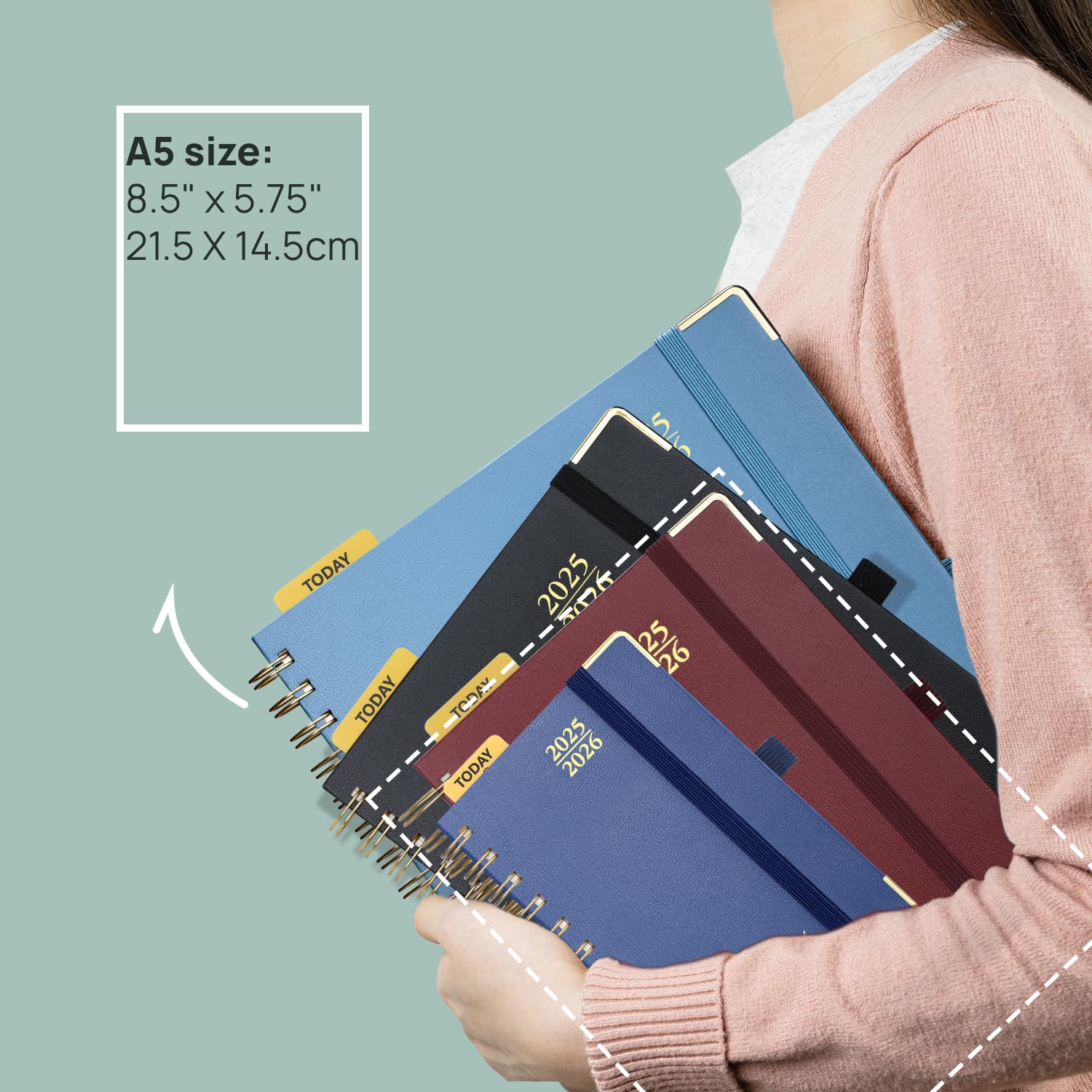 COLORFAMILY Agenda Diaria 2026 14,5 X 21 Cm A5 Cubierta De Poliuretano Con Elástico – 2675005