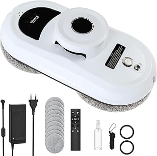 Fensterputzroboter, 5600Pa Elektrischer Fensterreiniger Roboter mit Fernbedienung und Kantenerkennungssystem, Automatischer Fensterreiniger für Innen- und Außenfenster, 10 Tücher