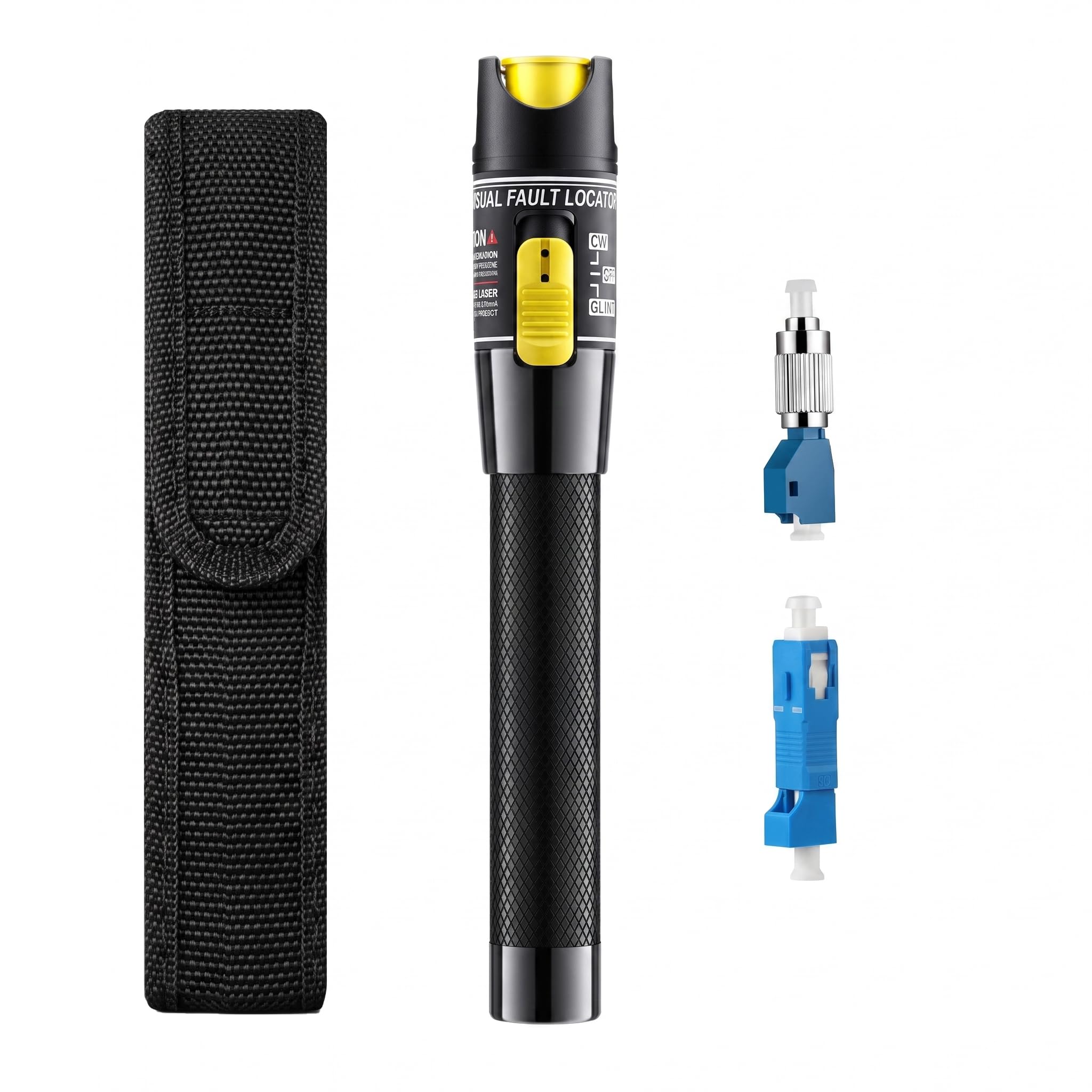 Localisateur visuel de défauts | testeur de câble à fibre optique 100mW | Avec 2 adaptateurs | compatible avec les connecteurs SC/FC/ST/LC | longueur d'onde 650 ± 10 nm