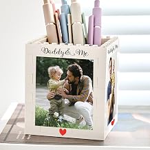 Personalized Photo Pencil Pot Block Gifts for Fathers Day, Custom Daddy and Me Brick Pencil Pot, Customize Fathers Day Photo Building Block Gifts for Papa Grandpa, Dad Gift, Grandpa Gift