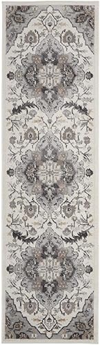 Nourison Elation Floral - Alfombra de 2 pies 3 pulgadas x 7 pies 6 pulgadas, fácil de limpiar, no se desprende, para dormitorio, sala de estar,