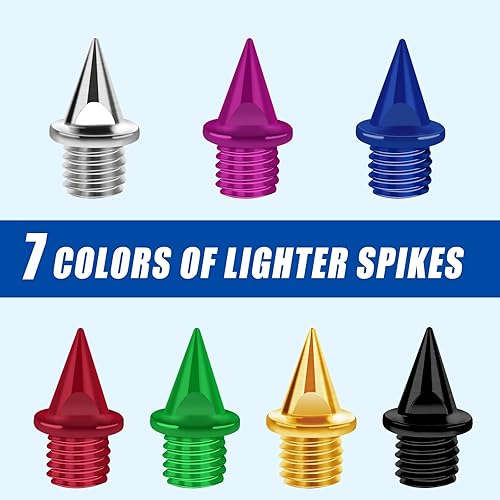 Miniatura 33 de JULMELON Picos de acero al carbono de 1/4 de pulgada, 60 picos de carbono más ligeros con llave de punta para zapatos de pista, carreras de campo