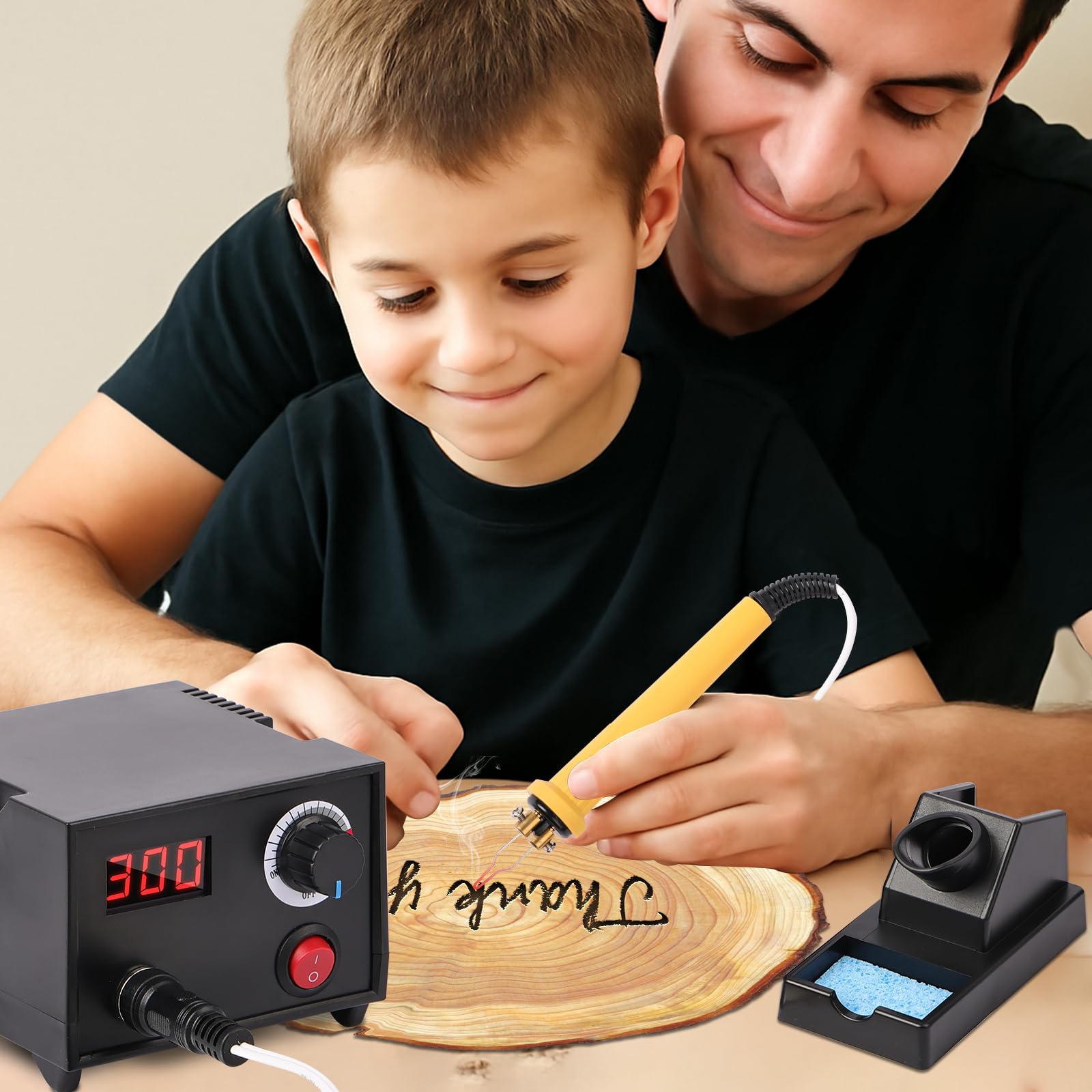 Set Pirografo per Legno professionale con Display LCD,20 Punte Incluse, Temperatura Regolabile 250–750°C, Ideale per Legno, Pelle, Zucca e Sughero