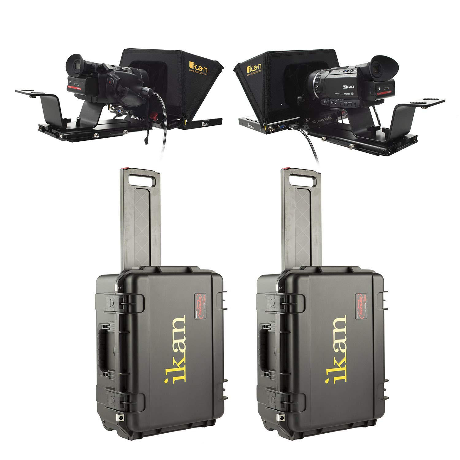 Ikan P2P Interview System with 2 x 12 Teleprompters Travel Kit