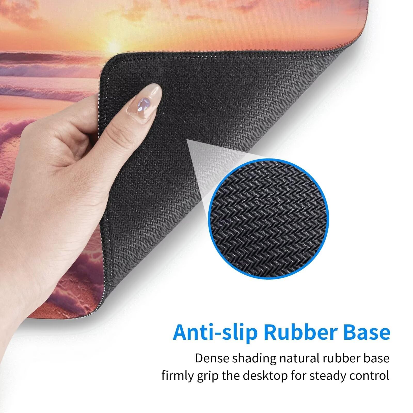 Gaming Mauspad XXL 1200x600x3mm Mousepad Verlängertes Groß Mauspad Schreibtischauflage,Genähte Kanten Rutschfeste Gummibasis,Verbessert Präzision Geschwindigkeit Home Office Herzförmiger Strand L-3322