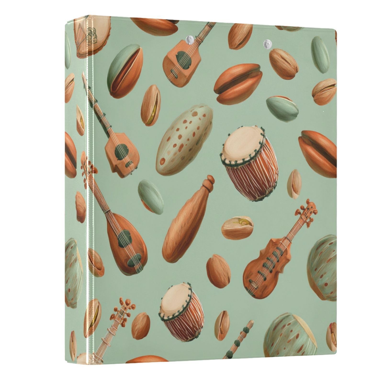 Kcldeci Raccoglitore a 3 anelli con copertina rigida per carta formato lettera, strumenti indiani pistacchio, anelli rotondi da 3,8 cm, organizer per scuola/ufficio, confezione da 2