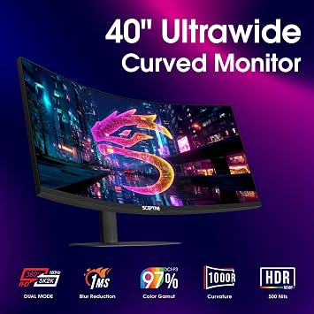 New! Sceptre Curved 39.7-inch 5K2K 5120 x 2160 UHD+ Prime Gaming Monitor up to 180Hz 1000R 1ms DisplayPort X2 HDMI X2 Build-in Speakers, Height Adjustable Machine Black 2027 (C415B-UUS360 Series)
