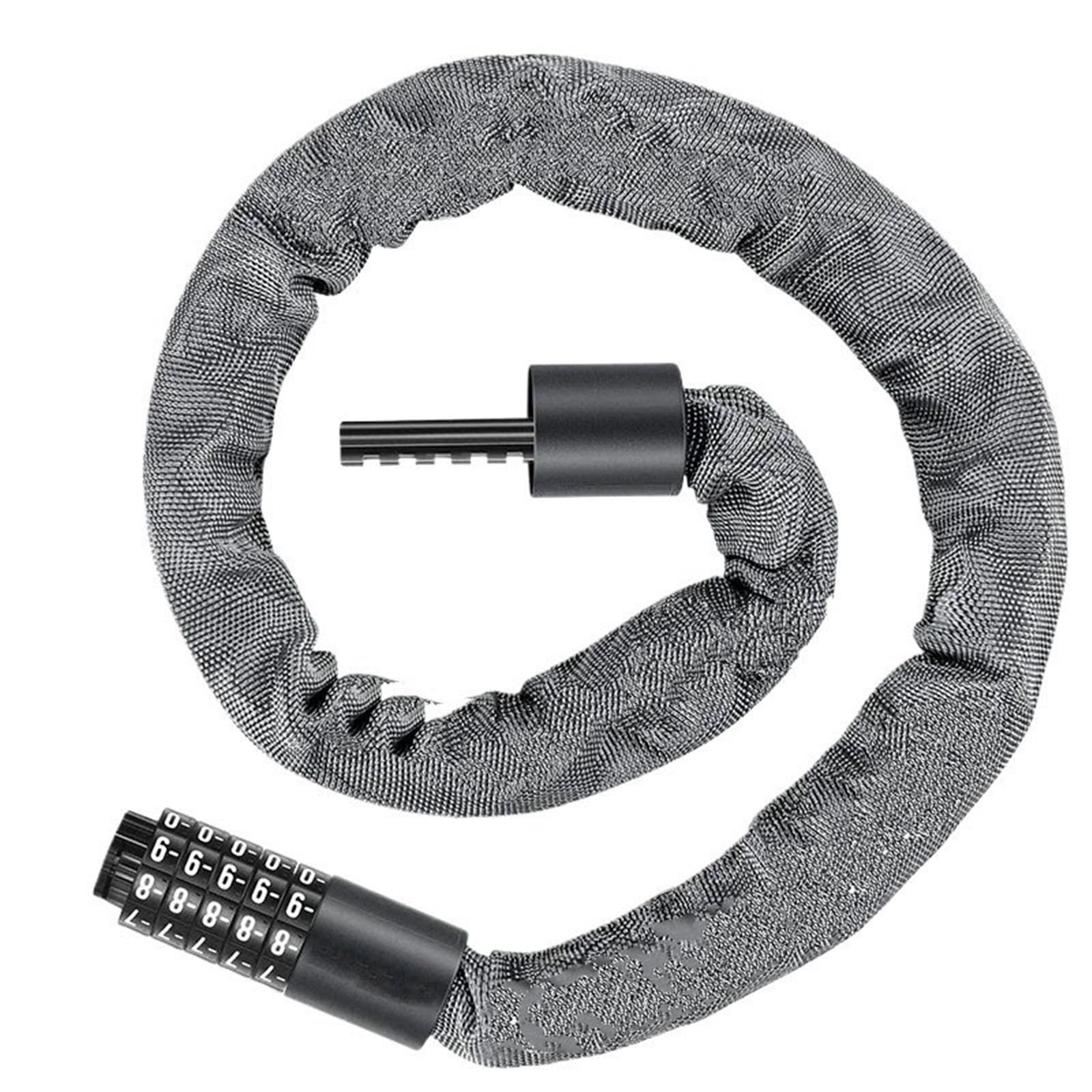 Puayqbvy Gray 100Cm Handlebar Lock Bicycle Chain Code Lock Safety 5 Digit Combination Anti-Theft Motorcycle E-Bike Accessories