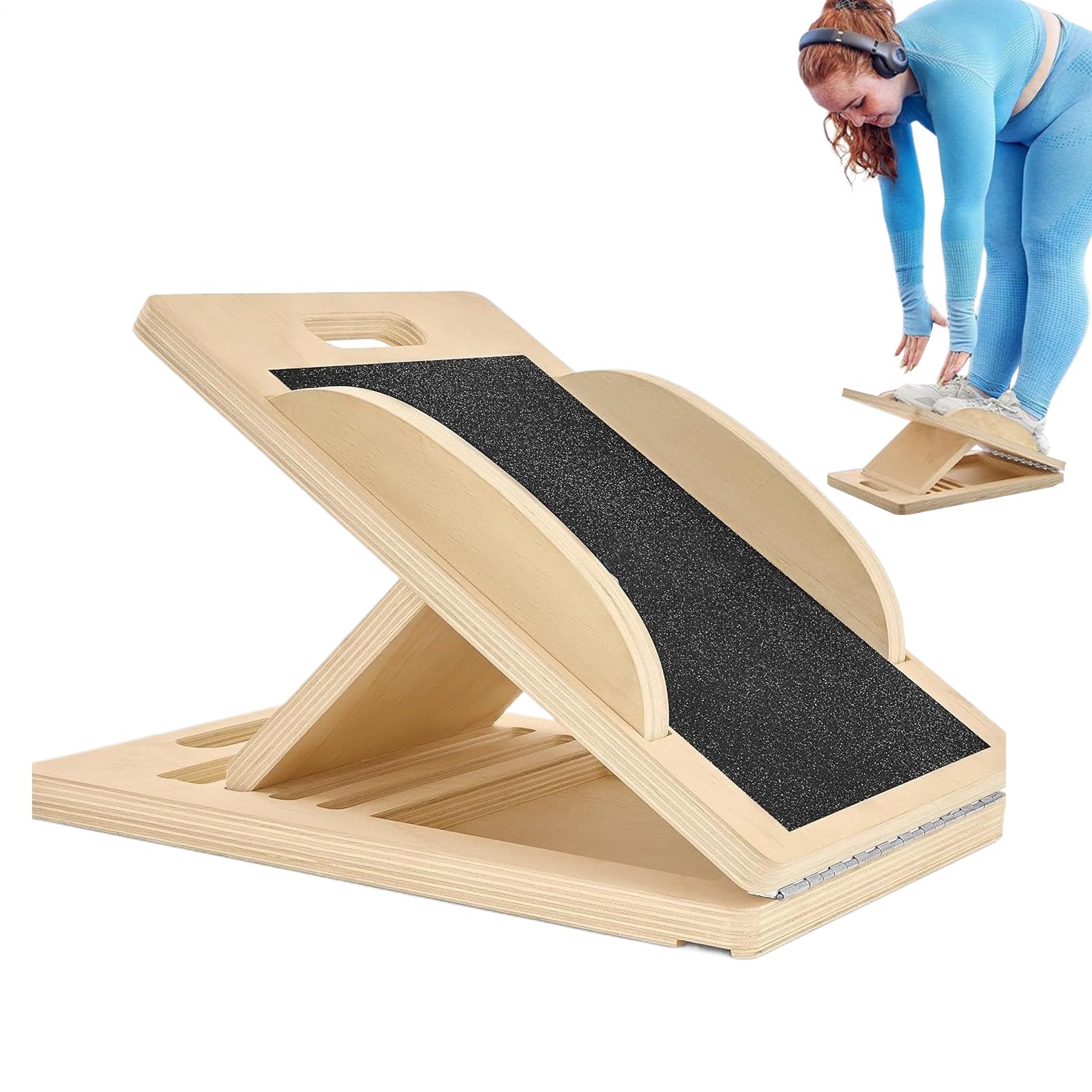 Tavola inclinata | Allungamento del polpaccio | Barella inclinata in legno | Strumento di bilanciamento 'angolo regolabile | Attrezzatura fitness per squat stretching caviglia
