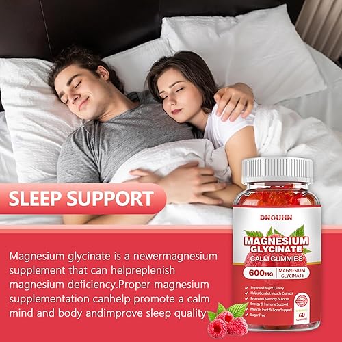 Miniatura 7 de Gomitas de glicinato de magnesio de 600 mg, sin azúcar con L-treonato de magnesio, suplementos masticables para dormir, apoyo corporal y relajación,