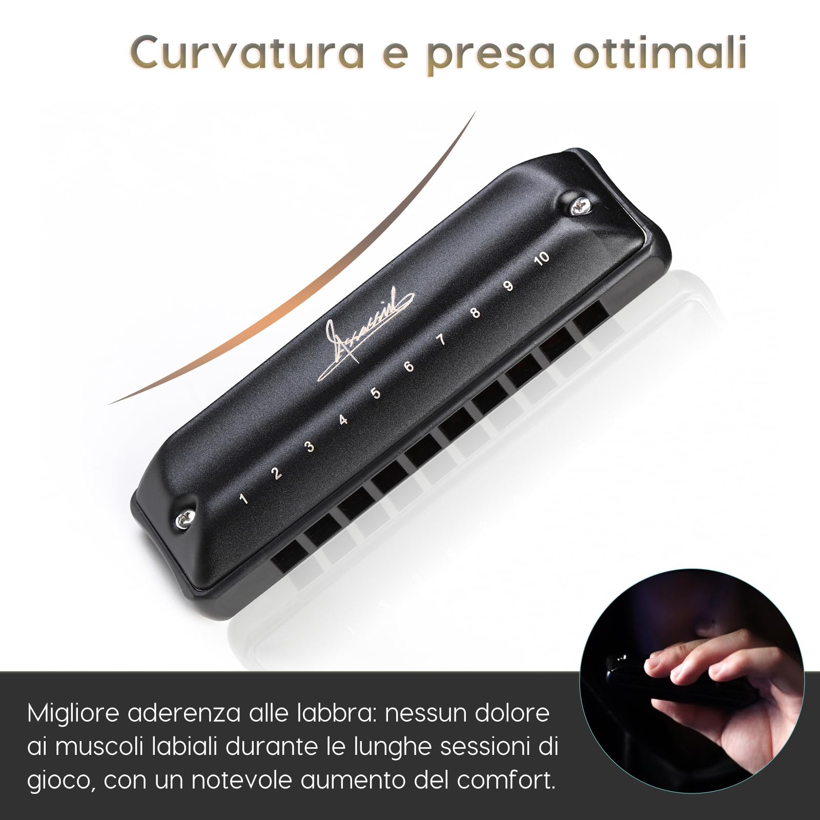 Armonica Blues JDR LF Armonica chiave di LF 10 fori 20 toni Arpe per adulti bambini professionisti principianti Mini organo a bocca con custodia | Assassin