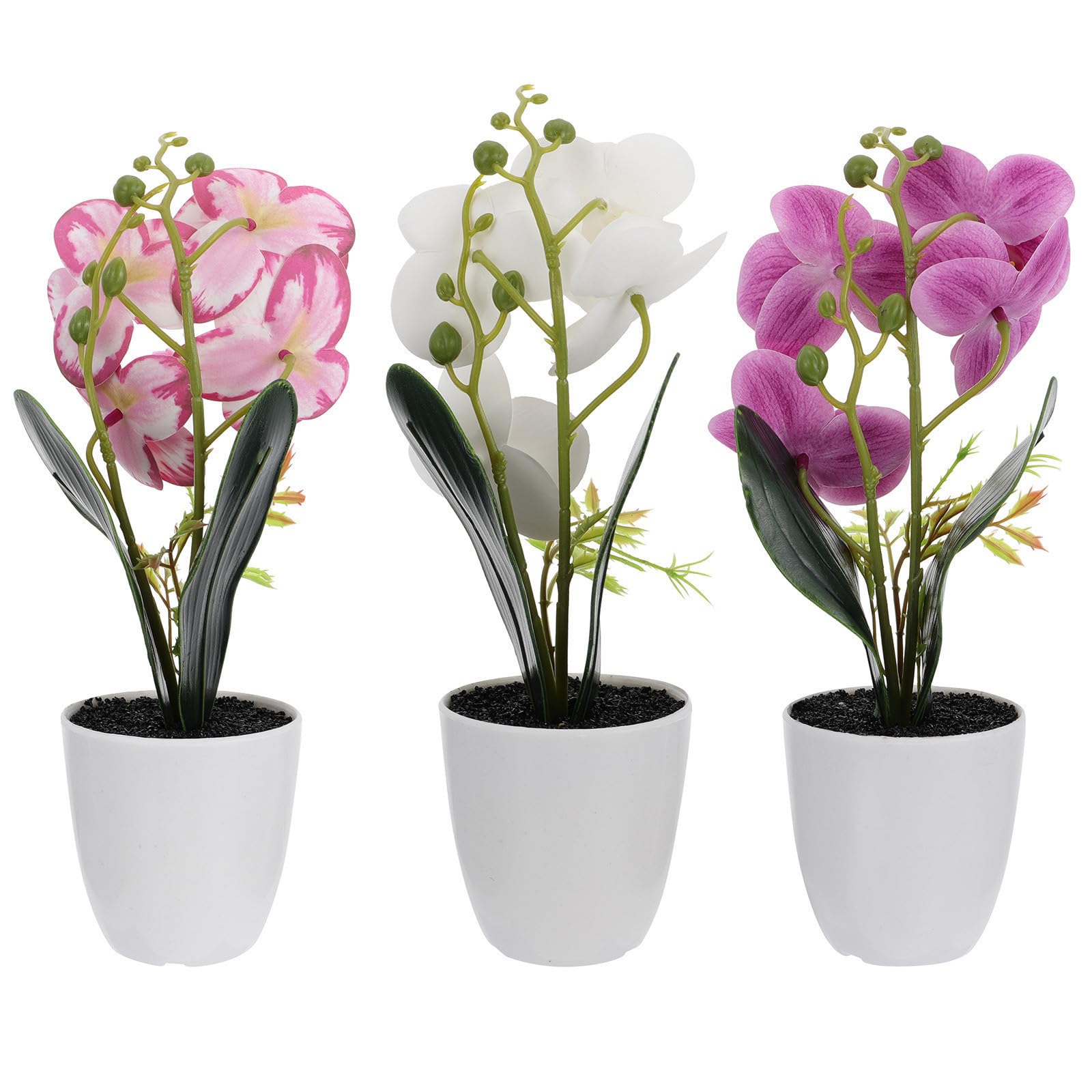 Plante artificielle bonsaï phalaenopsis SECFOU en lot de 3 pour décoration intérieure