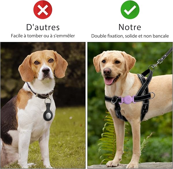 Vancle Airtag Étuis Collier pour Chien et Chat, Coque en Silicone Étanche pour Apple AirTag GPS Finder, 1pc Housse de AirTag Protection pour Pet Colliers de Compagnie Anti-Perte Porte-clés AirTag - 4