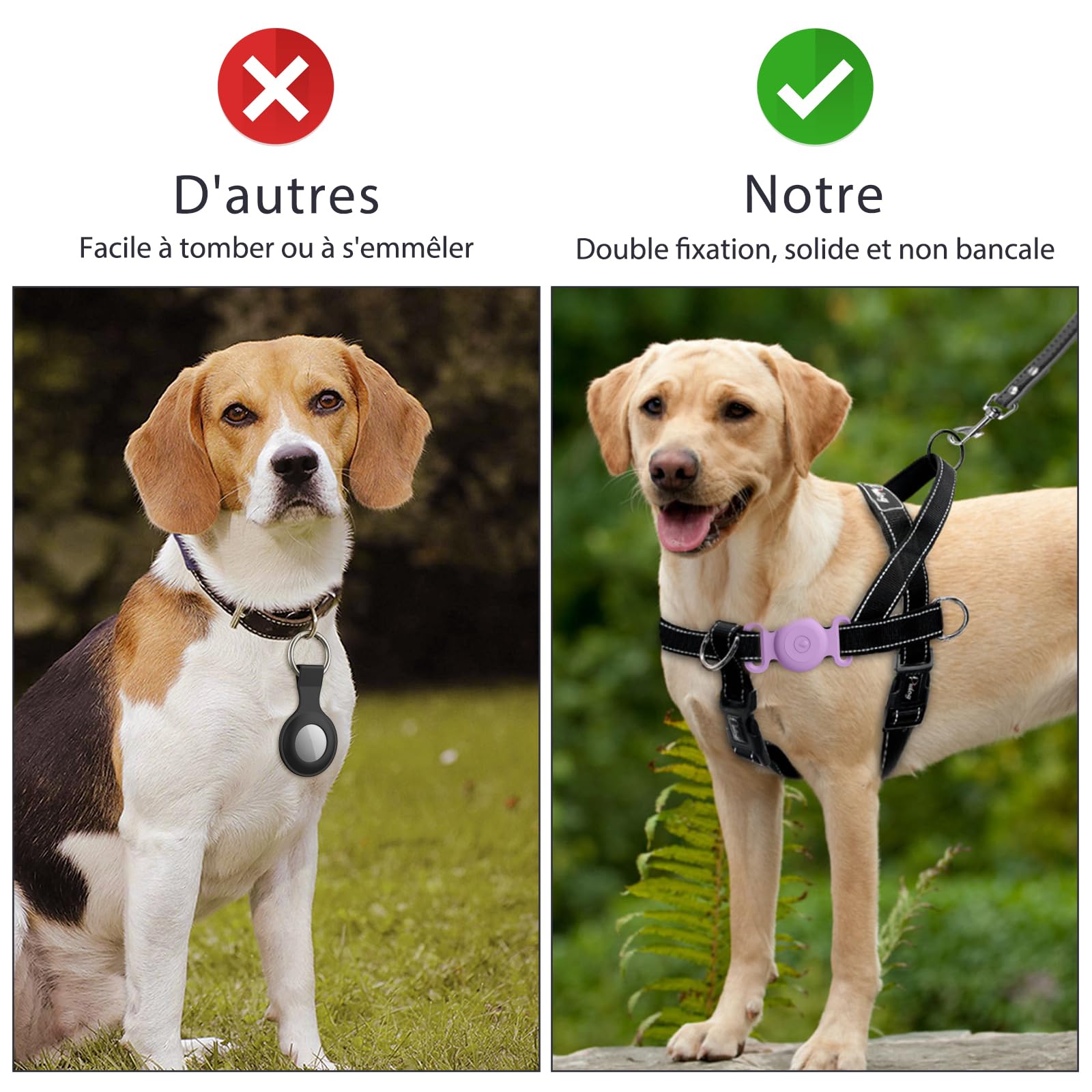 Vancle Airtag Étuis Collier pour Chien et Chat, Coque en Silicone Étanche pour Apple AirTag GPS Finder, 1pc Housse de AirTag Protection pour Pet Colliers de Compagnie Anti-Perte Porte-clés AirTag