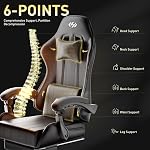 HLDIRECT Gaming Chair for Adults, Ergonomic Computer Chair with Footrest & Linkage Armrest, High Back Gamer Chair with Lumbar Support, Adjustable Game Chair, 360° Swivel, 300LBS (Black)