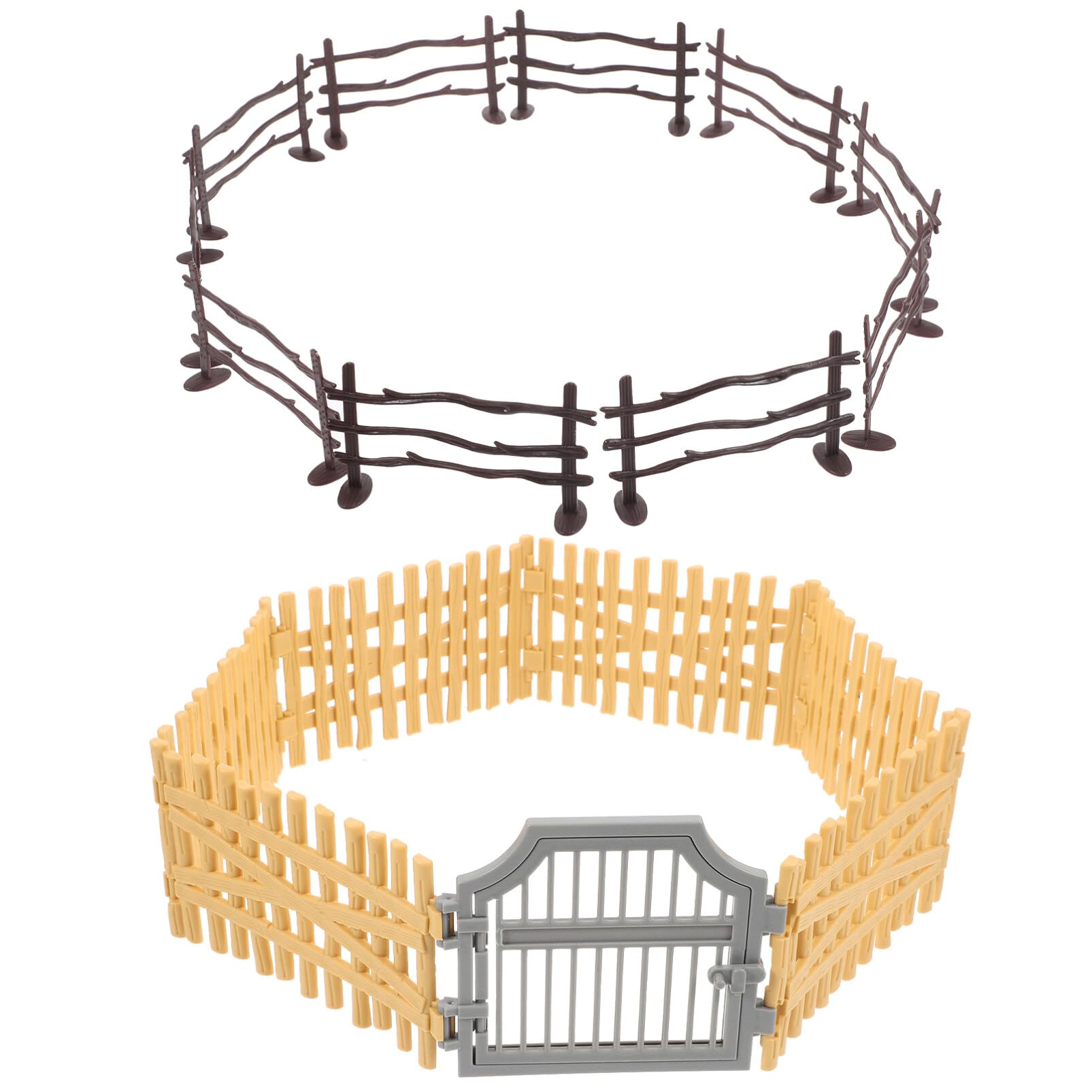 Yardwe 1 Set Toys Fence Horse Fencing Accessories Playset Plastic Animal Fence with Gate Horse Paddock Barn Farm Animals Fence Panels Decorative Fence Mini House Decorations