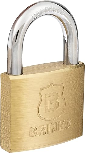 Miniatura 3 de BRINKS - Candado con llave de latón macizo de 1.575 in con espacio libre de grillete de 78" - Cromado con grillete de acero endurecido