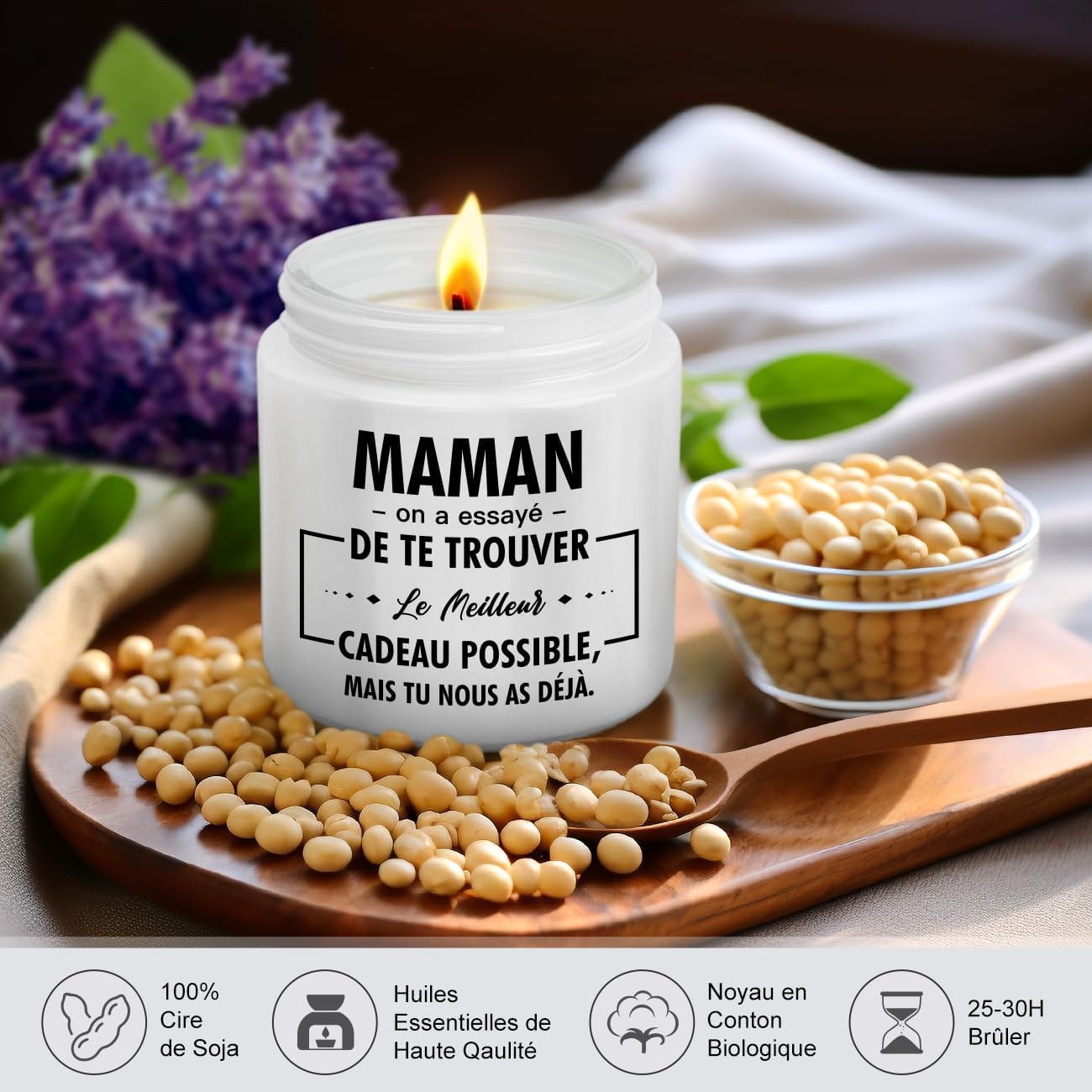 Bougie Cadeau Personnalisée Anniversaire Maman : Cadeau Unique et Émouvant - Description