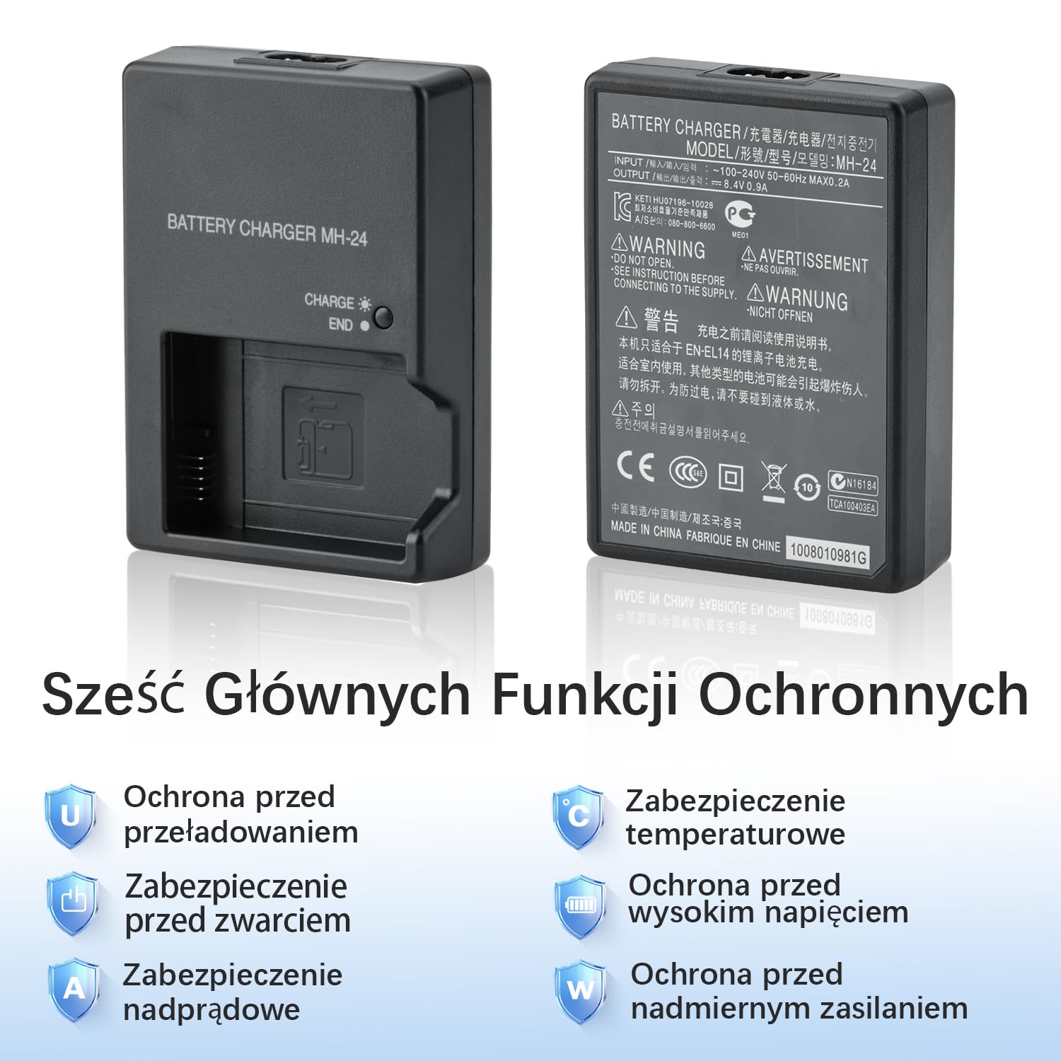 Ładowarka MH-24 EN-EL14 Kompatybilna z Nikon D5600 D5500 | D5300 D5200 D5100 D3300 D3200 D3100 Df P7100 P7000