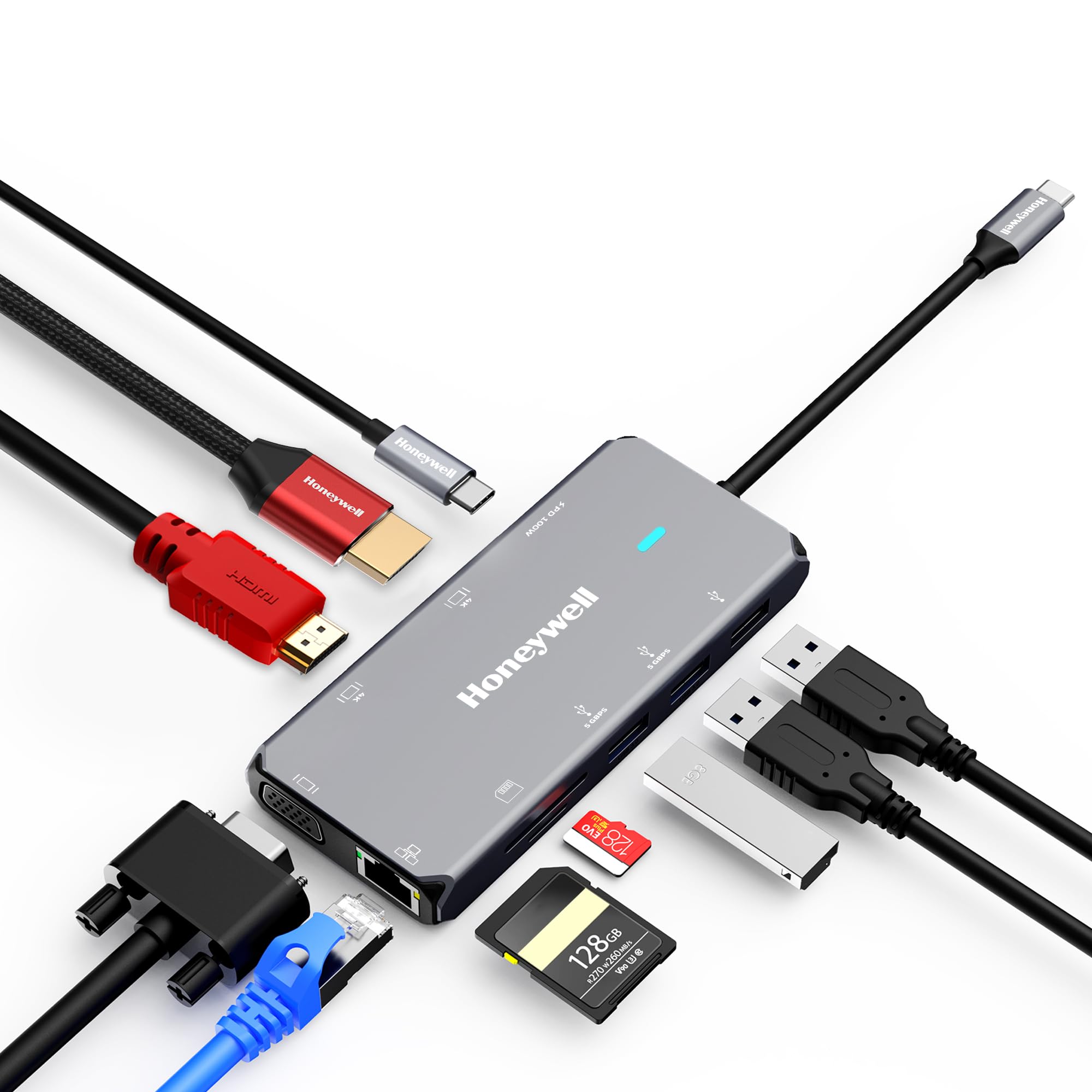Honeywell Newly Launched 10-in-1 Type C Dock with Dual 4K HDMI, 1GBPS RJ45 Ethernet Port, 2xUSB 3.0, 1xUSB 2.0 & Type C 3.0 PD100W, VGA port, SD & MicroSD Slot, for All Type C Devices- Windows/MacBook (B0DD4FW7VF) Amazon Price History, Amazon Price Tracker