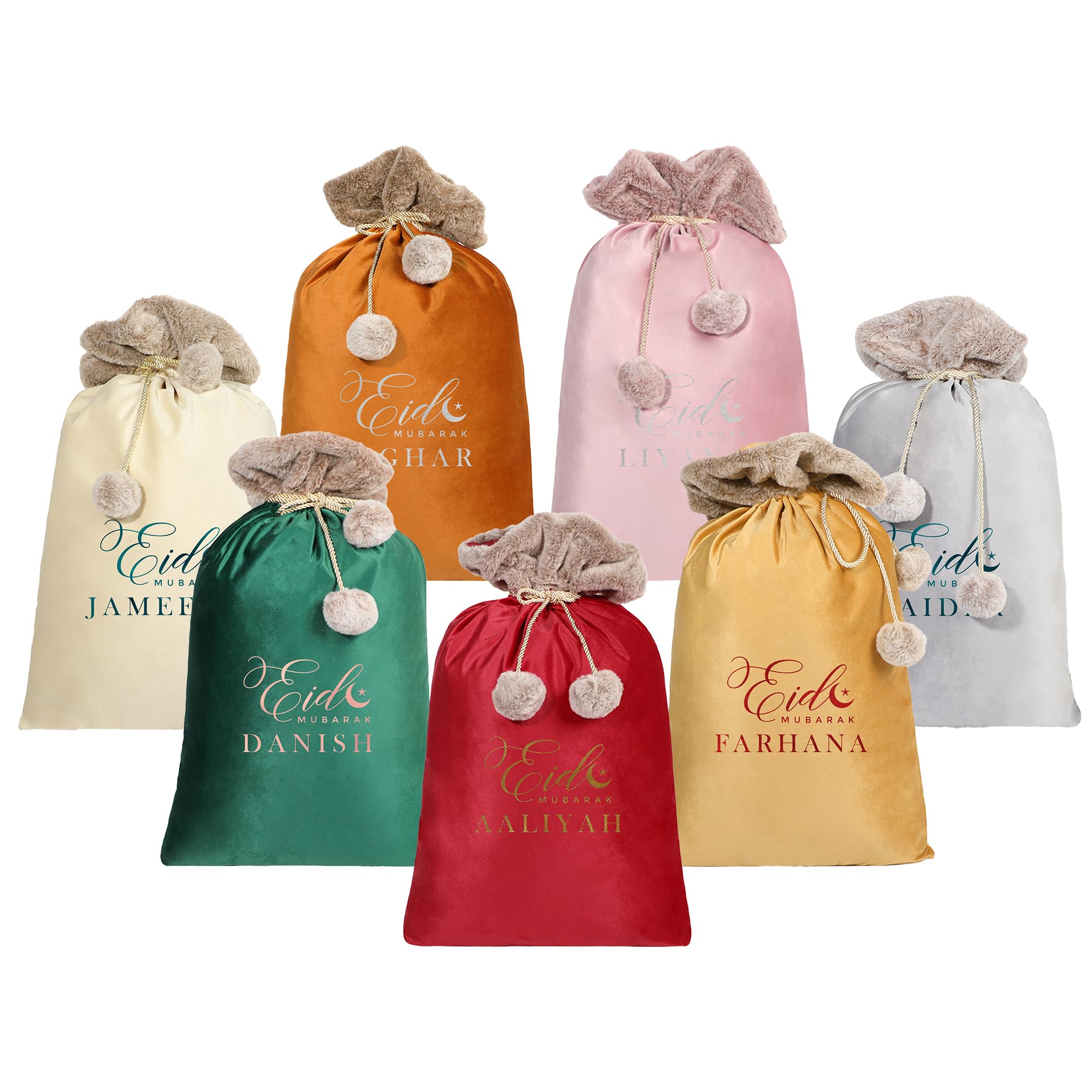 Custom Velvet Eid Mubarak Gift Sack – Luxury Fur Trim Present Bag