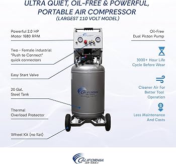 Amazon.com: California Air Tools 20020 2.0 HP Ultra Quiet and Oil Amazon.com: California Air Tools 20020 2.0 HP Ultra Quiet and Oil