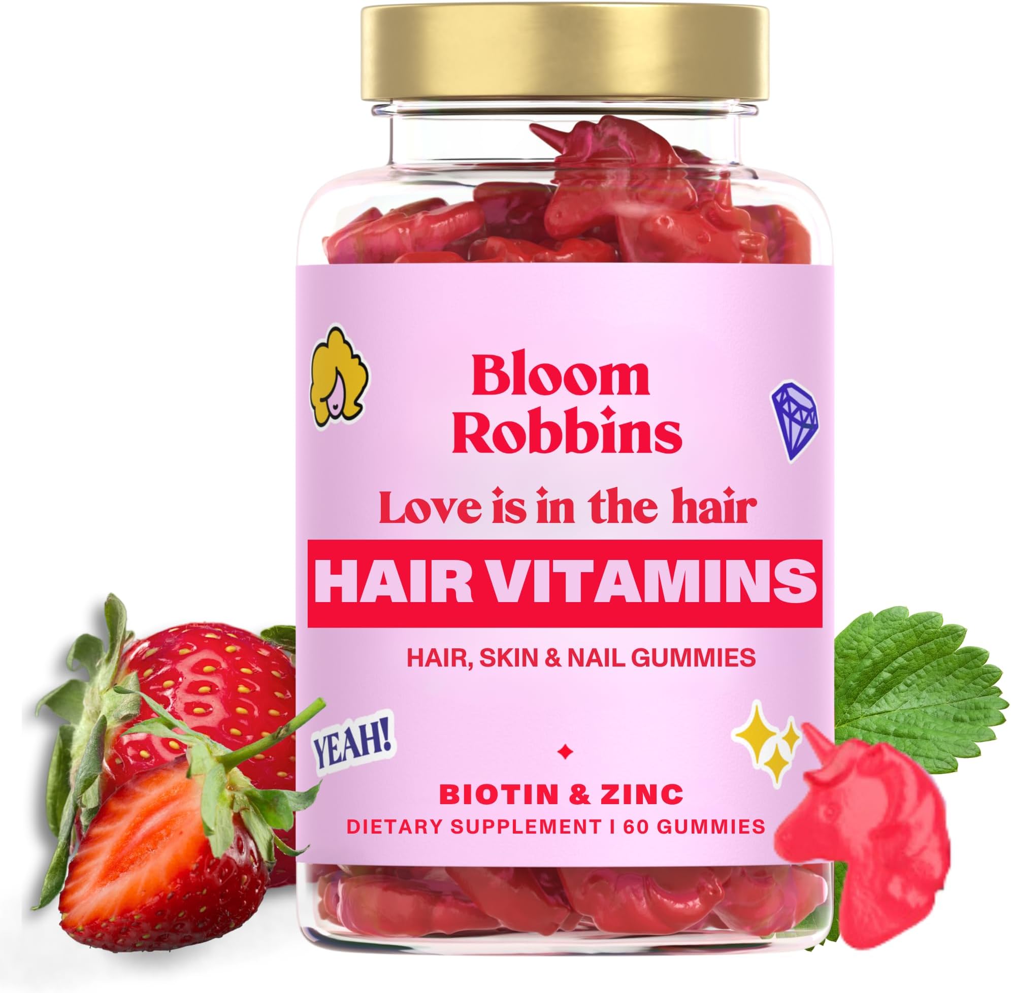 60 Hair Gummies for Faster Hair Growth Vitamins for Women & 5000 MCG Non-GMO Vegan Biotin Hair Skin and Nails Gummies - Hair Growth & Hair Skin and Nails Vitamins