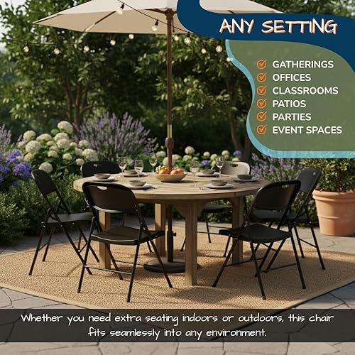 Miniatura 4 de EZONE (2 sillas plegables de plástico resistente para adultos, asientos portátiles al aire libre para bodas, eventos, fiestas, patio trasero, patio