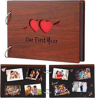 Cinnvoice Our First Year Scrapbook, Photo Album for Couples Handmade DIY One Year Memory Notebook Family Photo Album for Couples Husband Wife Memory Book