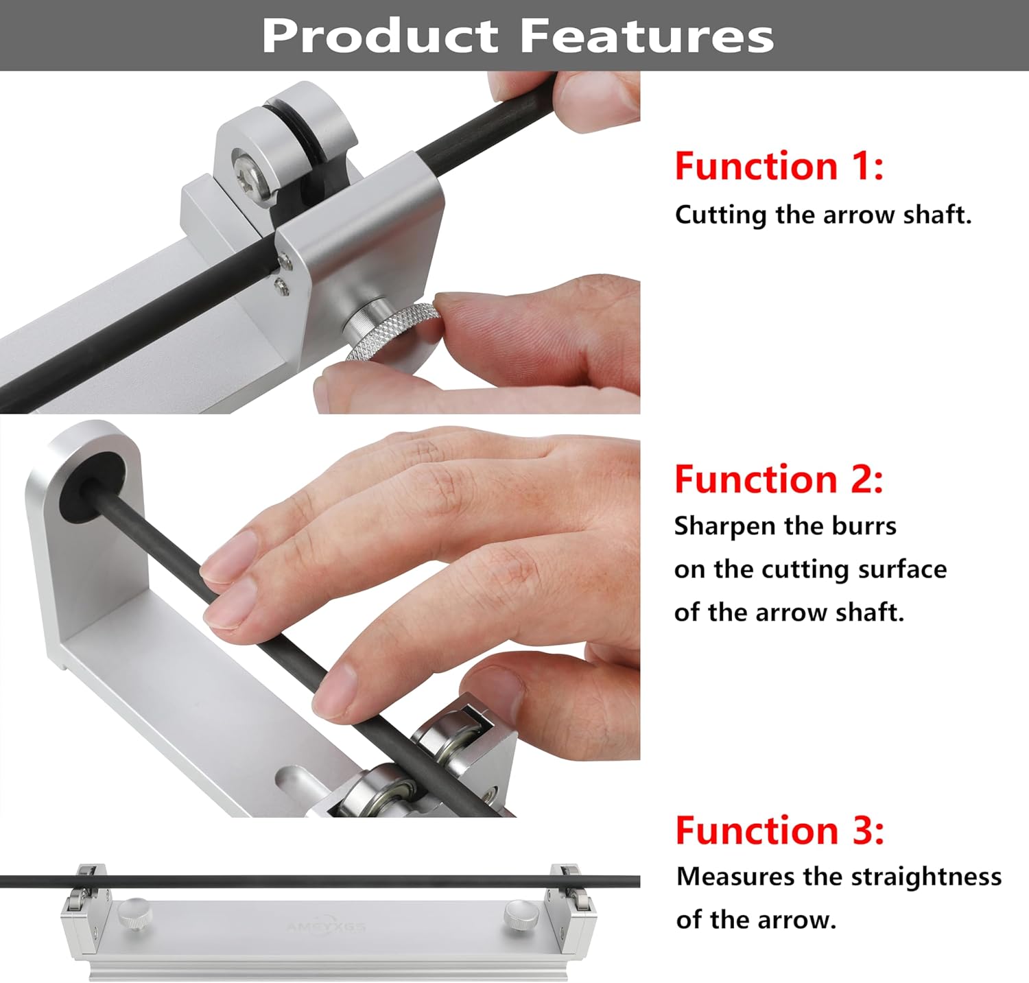 Arrow Spinner Tester Arrow Shaft Cutter Tools Fletching Removal Tool Burr Polisher Sandpaper Sanding Arrow Multifunctional Repair Tool Archery Arrow Building Tools