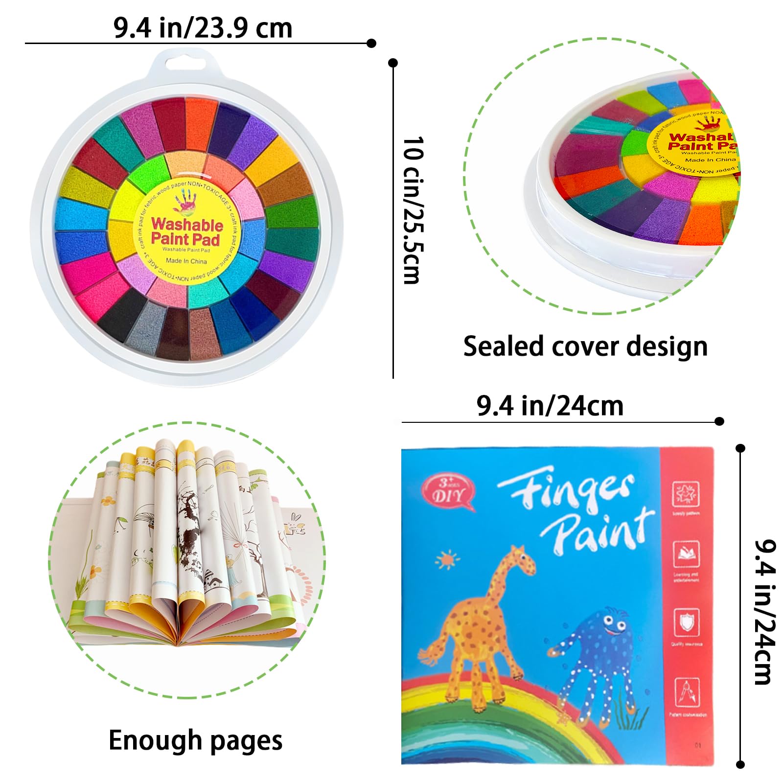 Set De Pintura De Dedos Para Niños – 8 Colores De 60 Ml, Lavable, No Tóxico, Con Libro Para Colorear, 30 Tarjetas, 8 Sellos Y Delantal