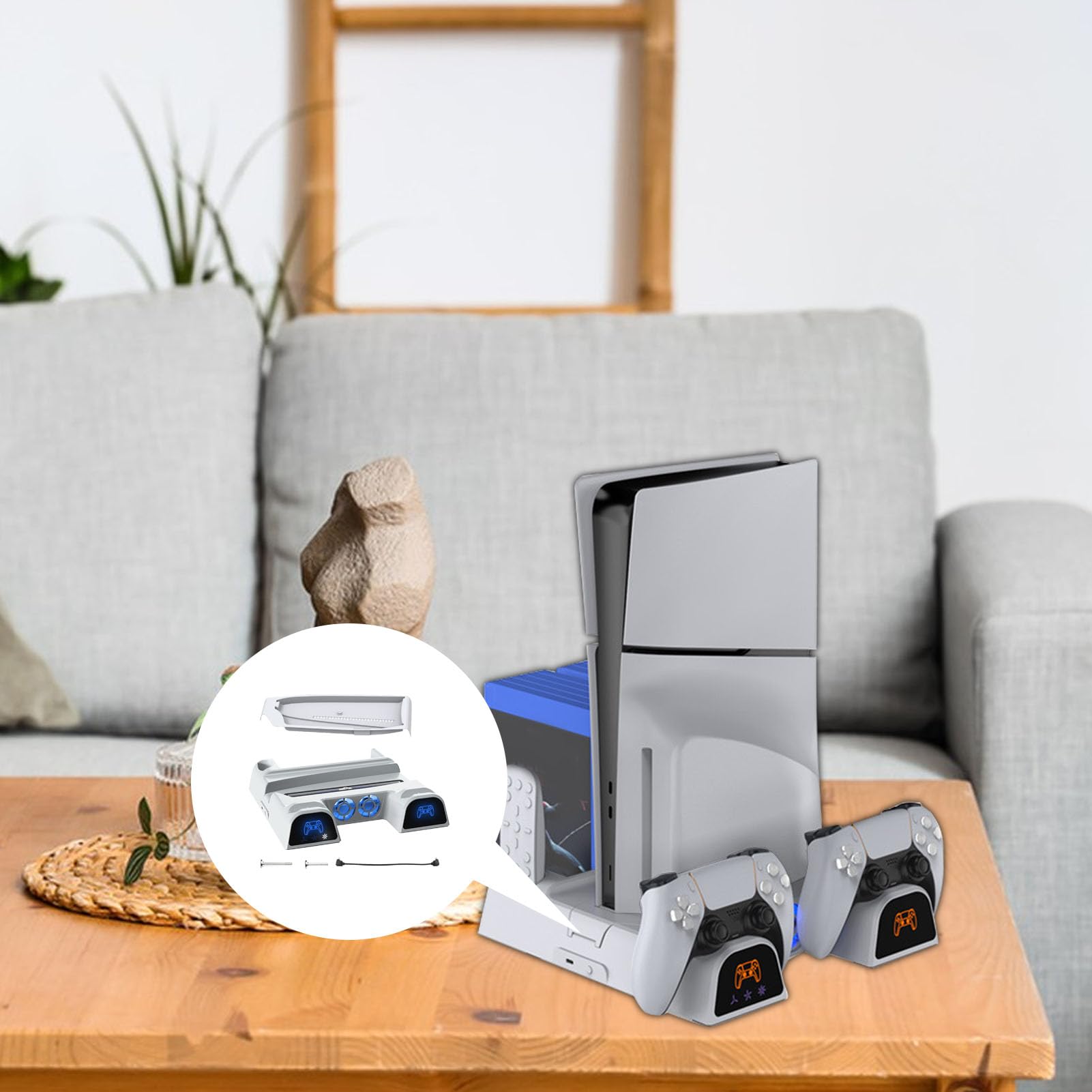 Stazione di raffreddamento per console di gioco PS5, PS5, stazione di raffreddamento multifunzionale e di ricarica per console di gioco, con porta USB di ricarica e 11 slot di gioco, accessorio