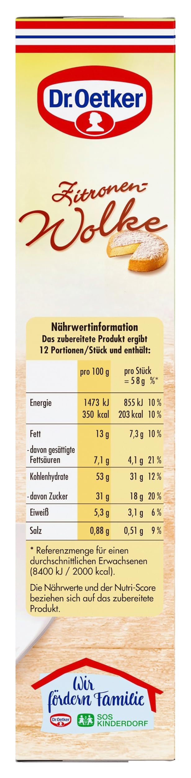 Dr. Oetker Kuchen-Backmischung Zitronen-Wolke 6er Pack, Backmischung für besonders luftig-lockeren Zitronen-Rührkuchen, Teigmischung für einfache Zubereitung, 6 x 430 g