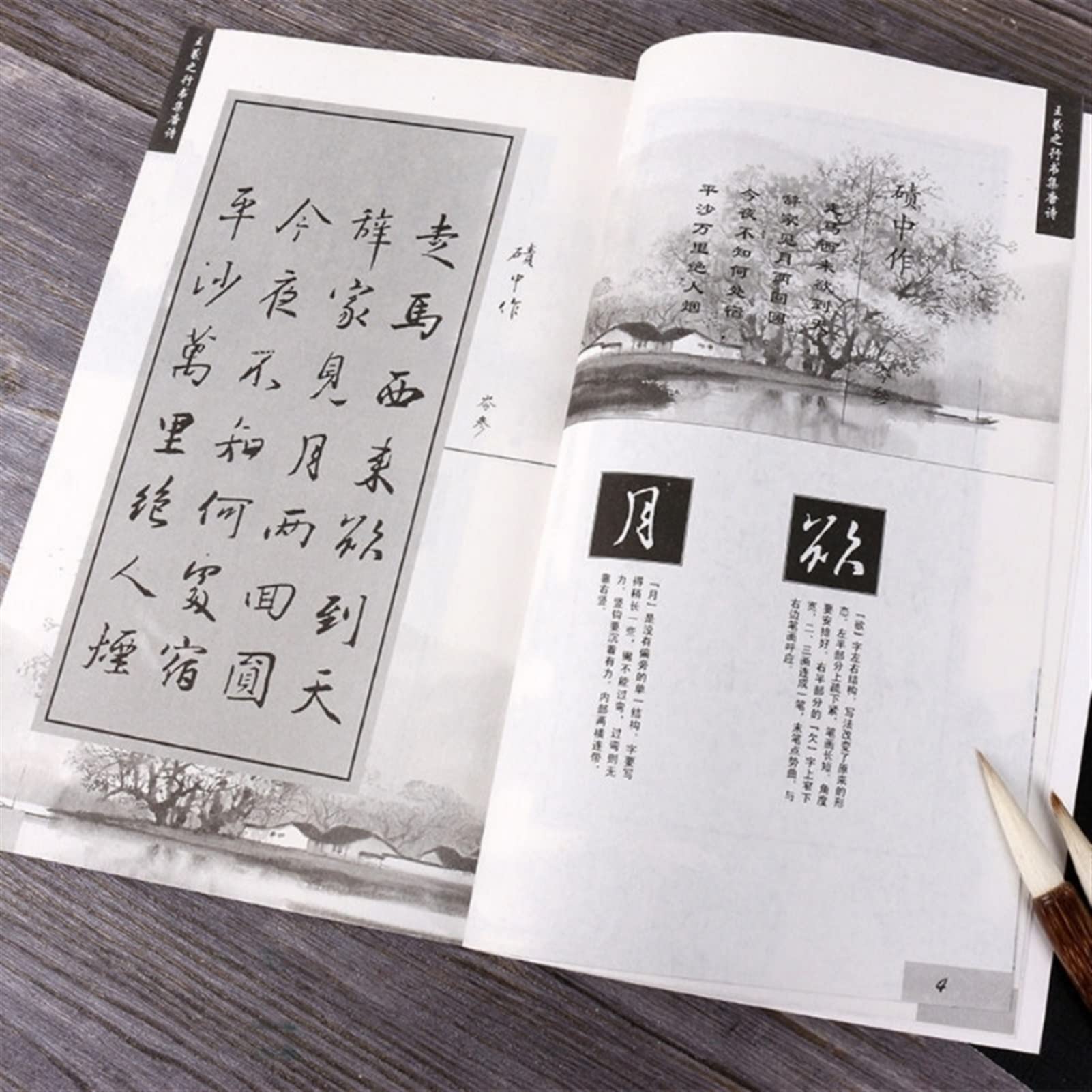 Cuaderno Mágico de Prácticas de Caligrafía, Chinese Classics Poem Wang Xizhi Brush Character Collection Running Script Copyook China(C)
