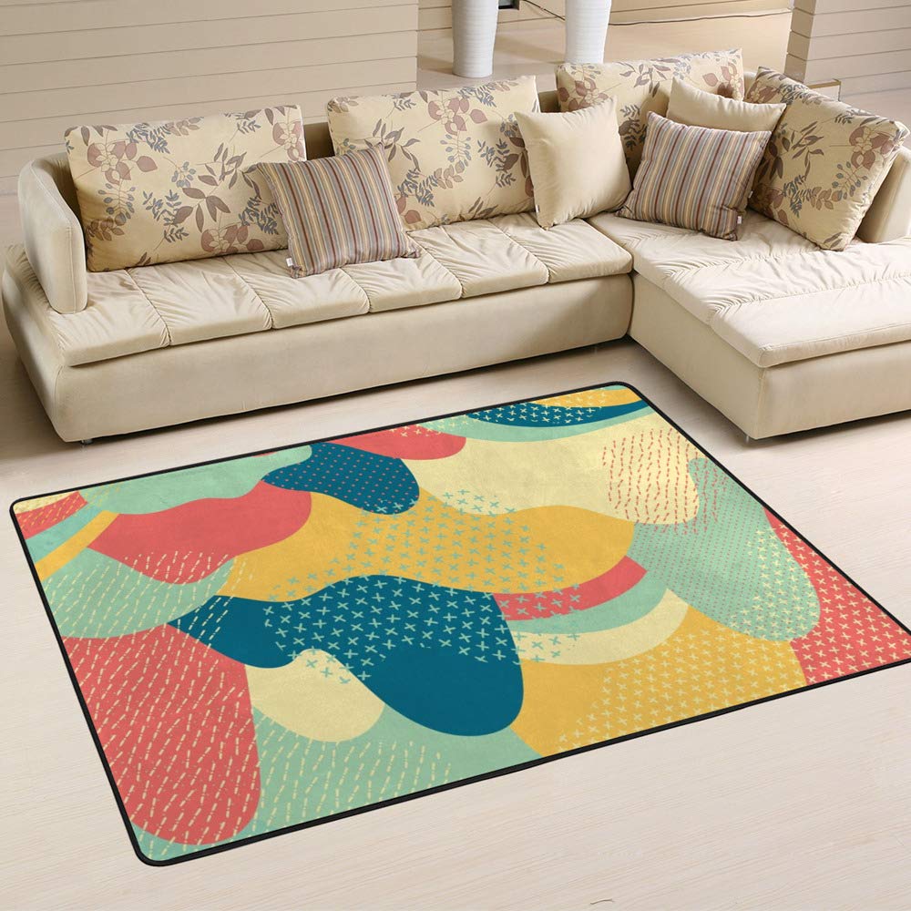 Tapis artistique créatif Ruchen grand tapis coloré salle à manger