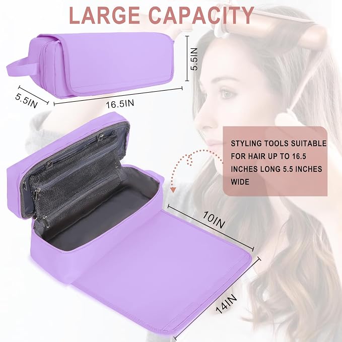 Bolsa para herramientas de cabello con tapete resistente al calor miniatura 3