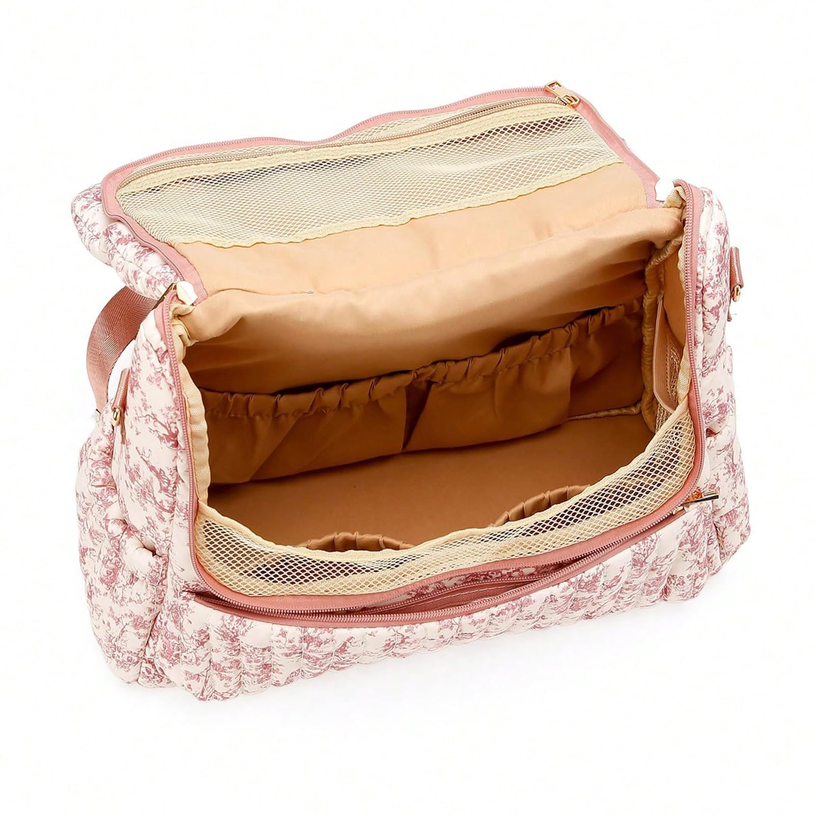 Borsa fasciatoio floreale per pannolini, zaino in cotone trapuntato, borsa da viaggio per bambini, borsa da viaggio per bambini, borsa da ospedale per mamma, baby shower, regalo da viaggio con cinghie