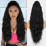 ORSUNCER Ponytail Extension Claw 26 Curly Pony Tail Clip on Hair Extensions Fluffy Natural Looking Synthetic Hairpieces for Women Black