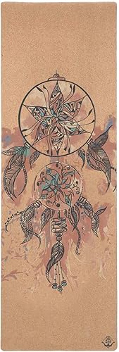 Shakti Warrior Tapete de yoga de corcho, diseñado por artistas, tapete antideslizante ecológico de alta calidad, ideal para yoga regular y caliente,