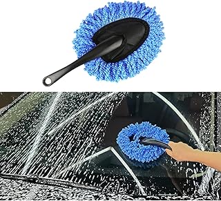 1 PC Super Soft Microfiber Car Duster Brush, Premium Auto Dashboard Exterior & Interior Cleaning Wash Detail Brush, Multipurpose Vehicle Home Kitchen Computer Cleaning Duster Tool (Blue)