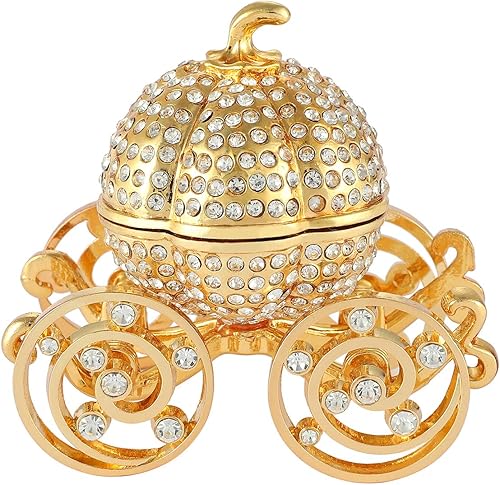 QIFU Pumpkin Carriage Series - Caja de baratijas esmaltada con bisagras, figura decorativa coleccionable, regalo único para guardar el anillo