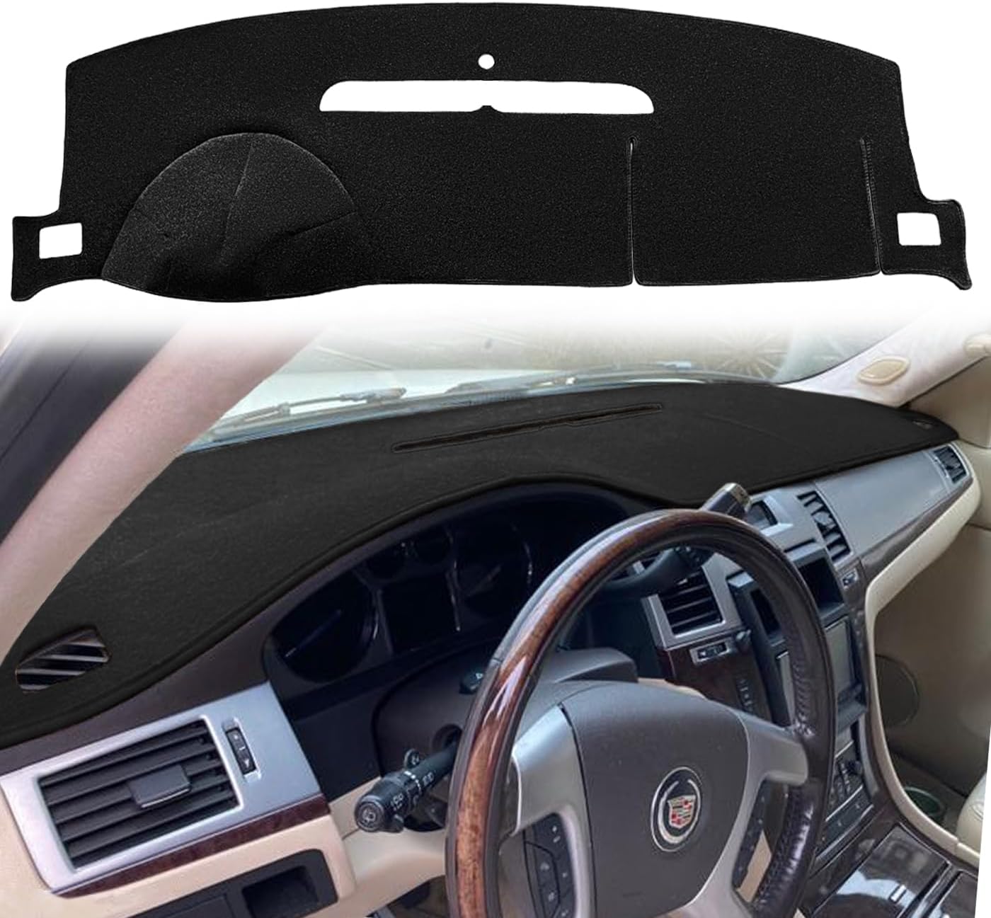 Dash Cover Mat Fit for Cadillac Escalade ESV EXT Hybrid Without Cutout for Speaker Dashboard Cover Pad Carpet Protector (Black) J18