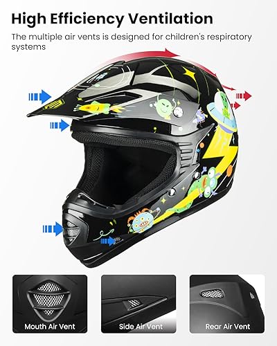 Miniatura 5 de ILM Gafas deportivas para casco de motocross ATV para niños y jóvenes, guantes deportivos para motocross, motocicleta, todoterreno, aprobado por DOT