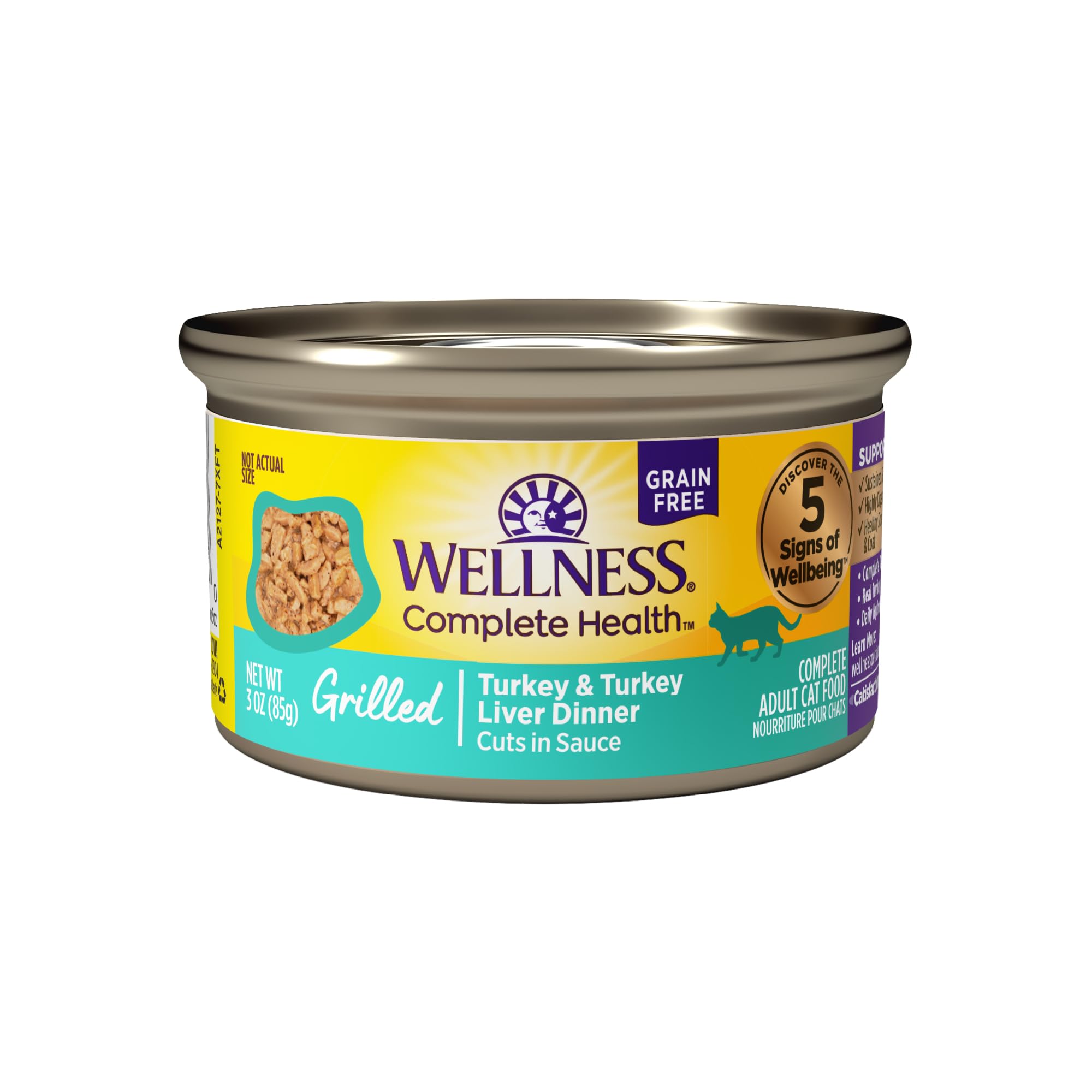 Wellness Complete Health Grilled Adult Canned Wet Cat Food, Natural, Protein Rich, Grain Free, Turkey Dinner Recipe, 3 oz, Pack of 12 Cans