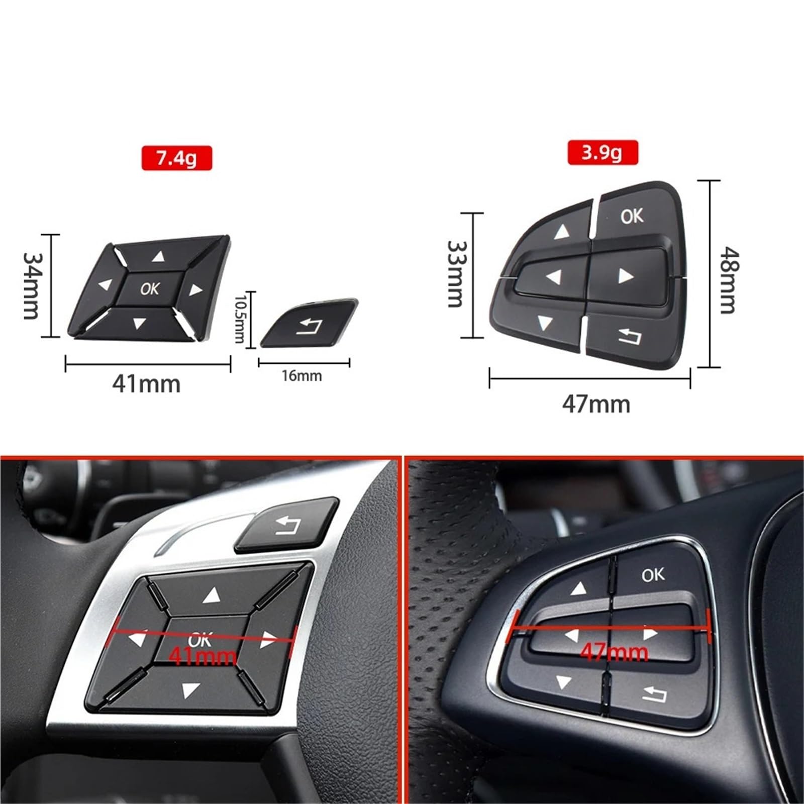 przełącznik na kierownicę Przełączniki wielofunkcyjne kierownicy samochodowej z przyciskami Pasuje do Benz ML GL AB GLA W166 W176 W246 W156(Model A Black 1 pair)