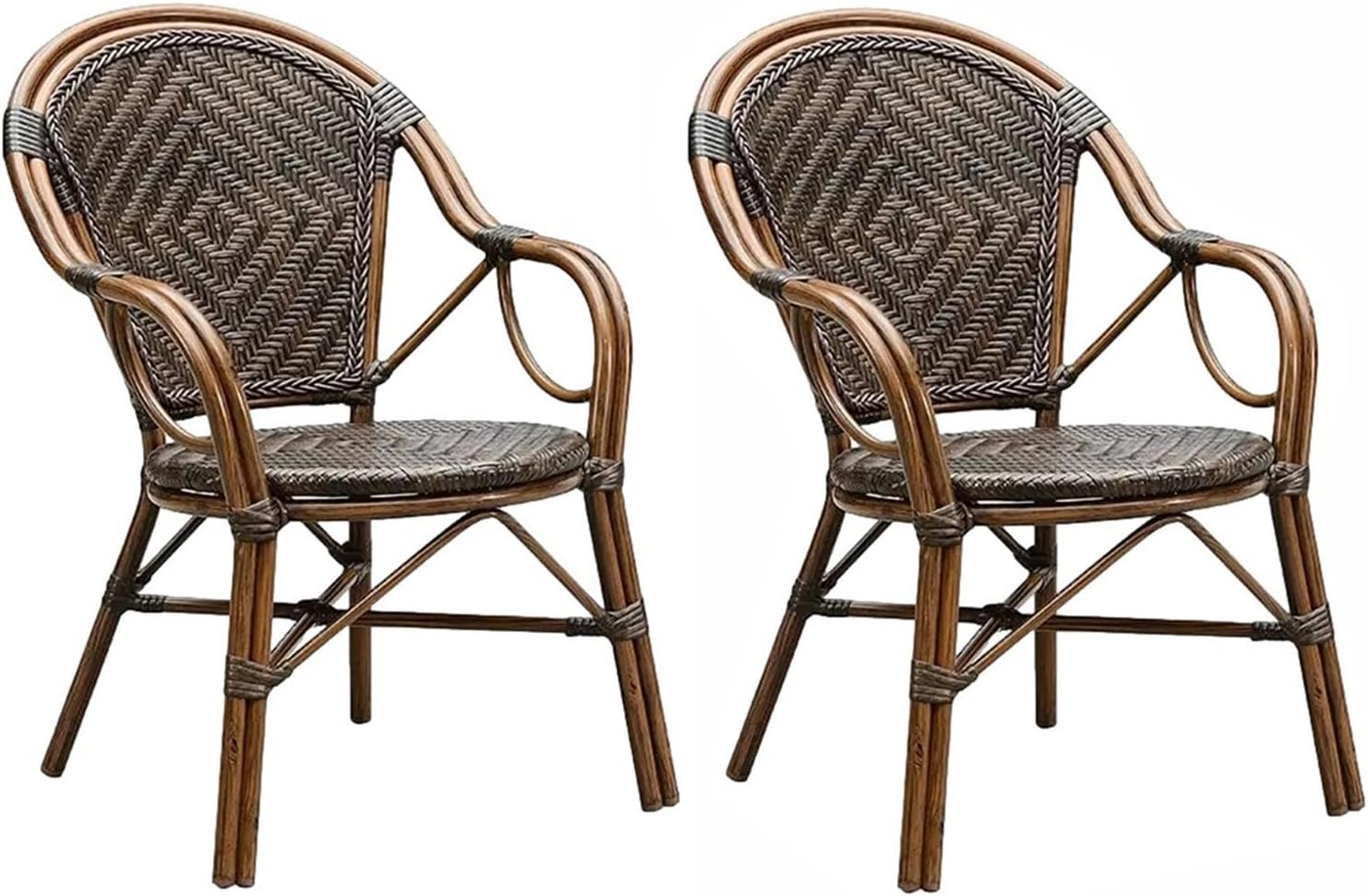 Chaises bistro en rotin PP Bolero marron lot de 4 - GR361